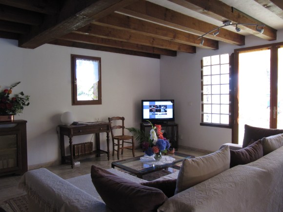 salon avec tv allume de l'annexe