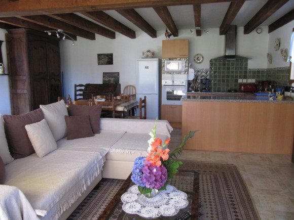 canape d'angle et cuisine américaine de l'annexe